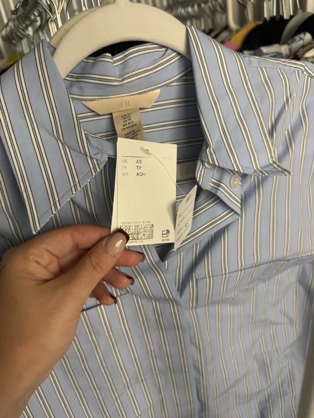 H&M Light Blue and White Striped Dress Shirt - Picture 2 of 2